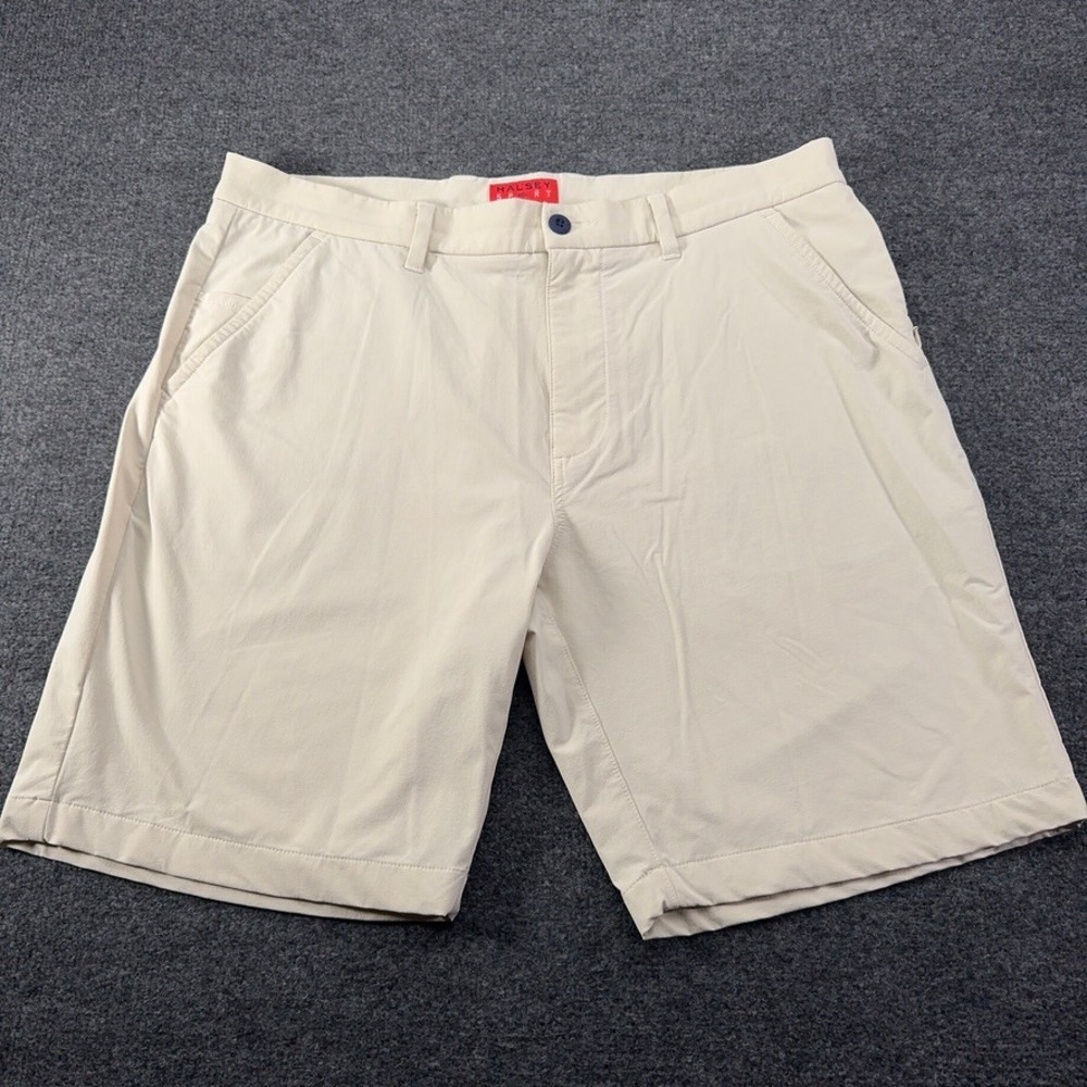 Halsey Sport Mens Beige Performance Golf Shorts Size 38 Water Resistant Stretch